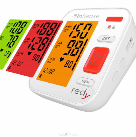 Ciśnieniomierz InSense  REDy z kolorowym ekranem, detektorem ruchu i powiększonym mankietem - wysoka jakość