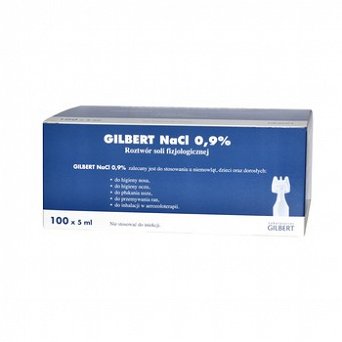 Gilbert NaCl 0.9%, 5 ml, fizjologiczny roztwór soli, 100 ampułek