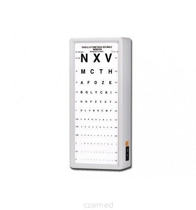 PODŚWIETLANA TABLICA OKULISTYCZNA Z PILOTEM DLA DOROSŁYCH I DZIECI (TABLICA SNELLENA, TABLICA OKO)