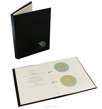 TABLICE TYPU ISHIHARY - 24 TABLIC (TEST TYPU ISHIHARY, TABLICA PSEUDOIZOCHROMATYCZNA)Testy do badania poczucia widzenia barw (do rozpoznawania ślepoty barw, testy Ishihary). Zestaw 24 tablic z interpretacją.