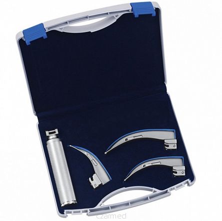 Zestaw laryngoskopowy z oświetleniem konwencjonalnym McIntosh z łyżkami fig.1 do 3 + Midi uchwyt