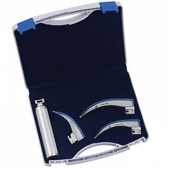 Zestaw laryngoskopowy z oświetleniem konwencjonalnym McIntosh z łyżkami fig.1 do 3 + Midi uchwyt