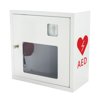 Szafka na AED ASB1011 biała z alarmem dźwiękowym na  kluczyk
