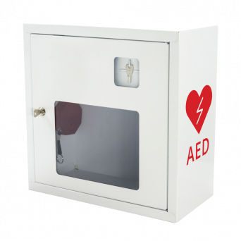 Szafka na AED ASB1011 biała z alarmem dźwiękowym na  kluczyk